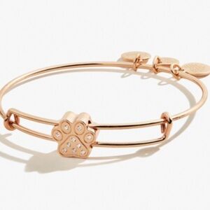 Rose Gold Pavé Paw Print Bead Charm Bangle